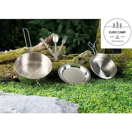 EURO Camp 6tlg Edelstahl-Geschirrset für Outdoor