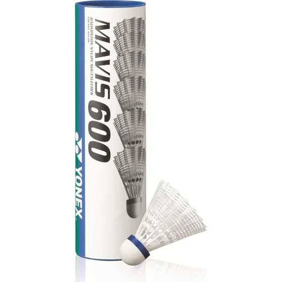 Yonex Mavis 600 Nylon-Badmintonball wei, mittlere Geschwindigkeit
