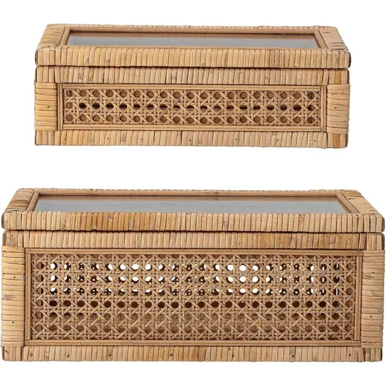 Bloomingville Rattan Aufbewahrungsbox 2er Set Natur