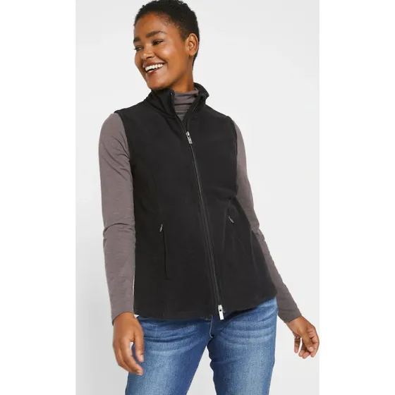 bonprix Fleece-Weste mit Reißverschlusstaschen, Stehkragen, kurzarm