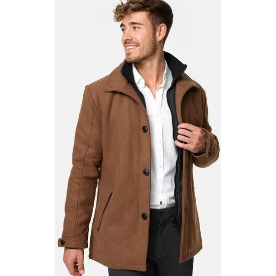 Indicode Mantel Brittany, Wollmischung, Schwarz, Gre L