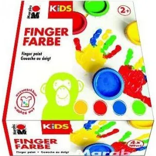 Marabu Kids Fingerfarbe 4er Set, 100 ml je Farbe