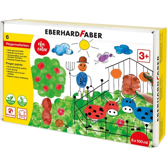 Eberhard Faber Fingerfarben 6x100 ml Töpfchen