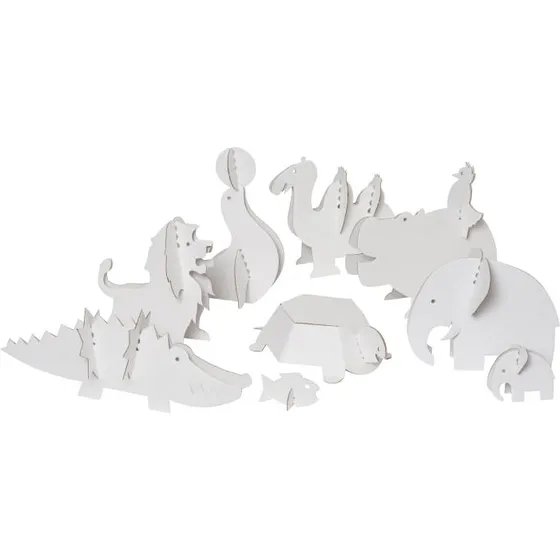 Zootiere 9tlg. Pappspielzeug-Set in Weiß