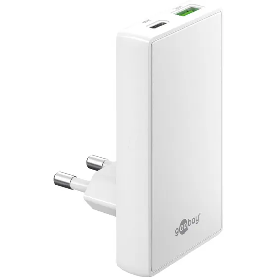 Goobay GaN Dual-Ladegerät 90° Flach 65W weiß