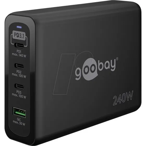 GaN 240 W USB-C PD Multiport-Ladegerät, schwarz