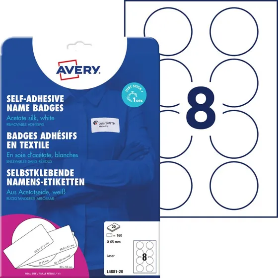 Avery Zweckform L4881-20 Namensetiketten 65 mm, 160 Stück