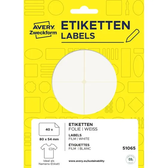 AVERY Zweckform Namens-Etiketten 80 x 54 mm, ablösbar, weiß