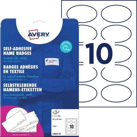 Avery Zweckform Namensetiketten 80x50 mm, 200 St., weiß
