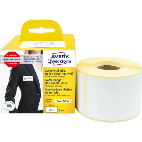 Avery Zweckform AS0722560 41 x 89 mm weiß, 200 Etiketten