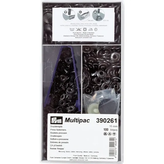 Nhhfrei-Druckknpfe Anorak 15 mm brniert