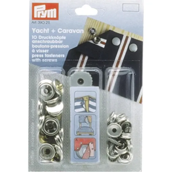 Prym Druckknöpfe Messing vernickelt 15 mm, nähfrei, für Yacht & Caravan