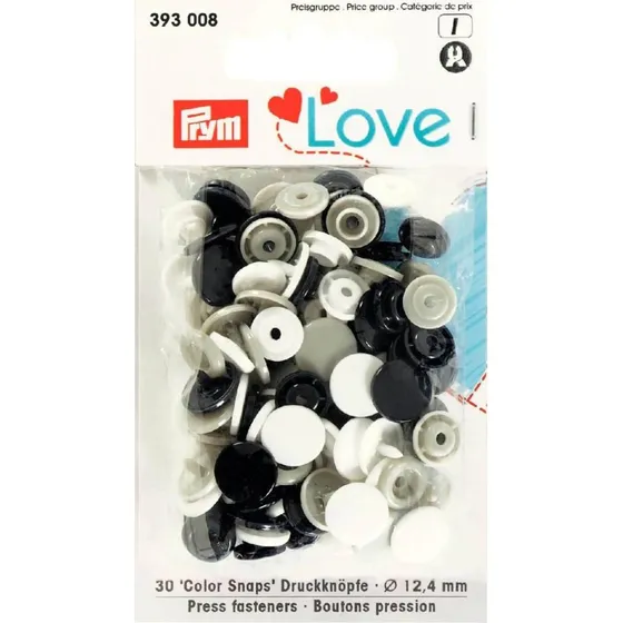 Prym Love Color Snaps 12,4 mm Weiß/Grau/Schwarz