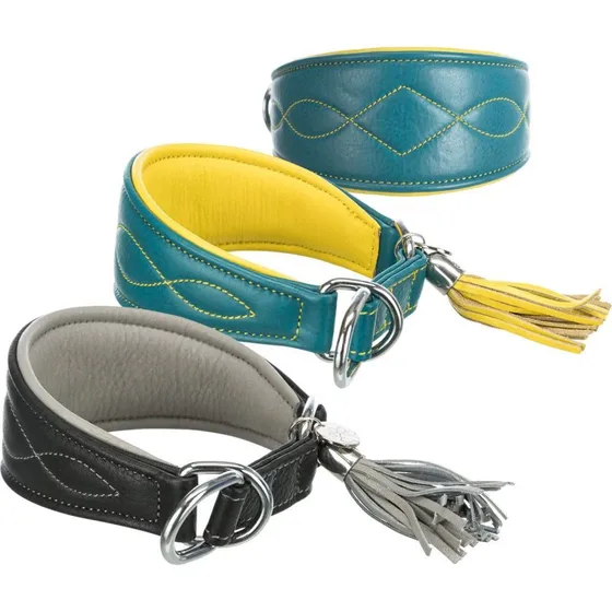 TRIXIE Active Comfort Windhundehalsband Leder schwarz/grau XS