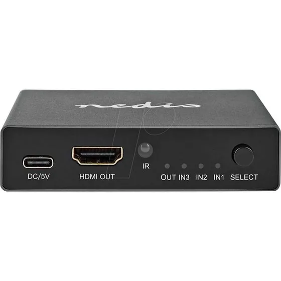 Nedis HDMI-Switch 3-Port 8K@60Hz, ferngesteuert, Aluminium anthrazit