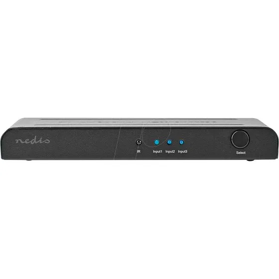 Nedis HDMI-Schalter 3-in-1 4K@60Hz, metallisch anthrazit