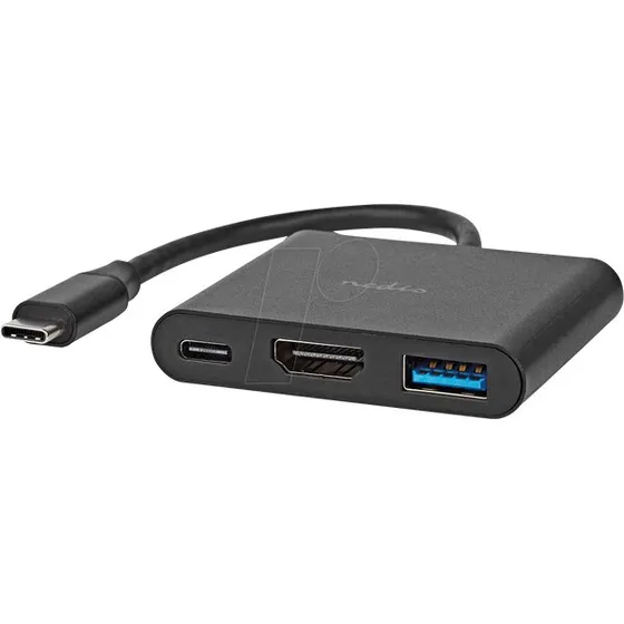 Nedis USB-C Multi-Port-Adapter 3 in 1 schwarz