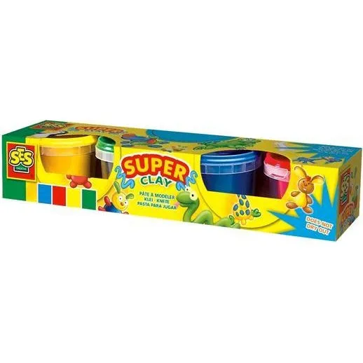 SES Knete 4x 90 g, bunt, wiederverwendbar