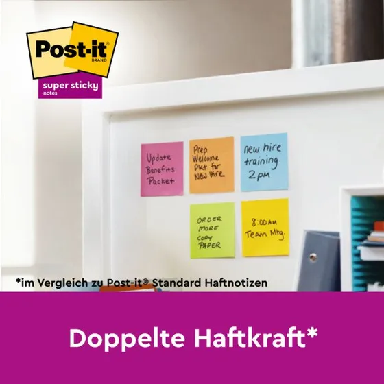 Post-it Super Sticky Z-Notes 76x76 mm, 16 Blöcke (14+2), farblich sortiert