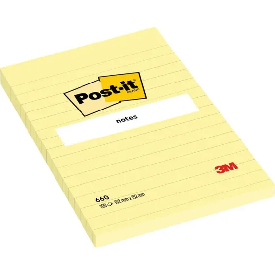 Post-it Haftnotizen 101 x 152 mm, liniert, gelb