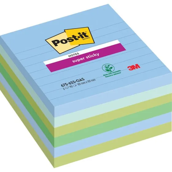 Post-it Super Sticky Notes Großformat liniert, 101x101 mm, 6 Blöcke
