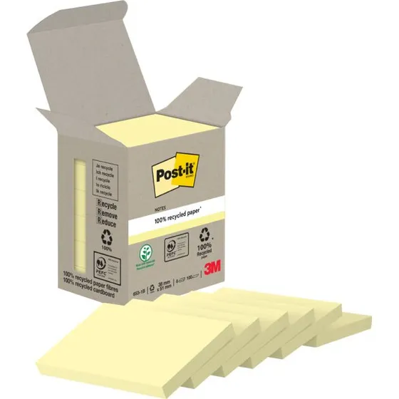 Post-it Recycling Notes 51 x 38 mm gelb, 100 Blatt