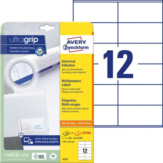 AVERY Zweckform 6175 Weiß 105 x 48 mm 30 Blatt