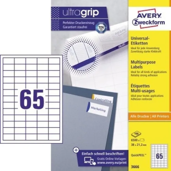 Avery Zweckform Universaletikett ultragrip 38 x 21,2 mm weiß