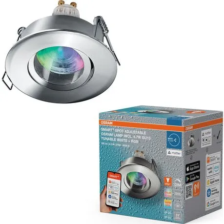 OSRAM Matter SMART+ LED Einbauspot GU10 RGBW IP65 4.7W Chrom
