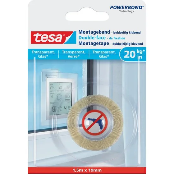 tesa Montageband 1,5 m x 19 mm transparent