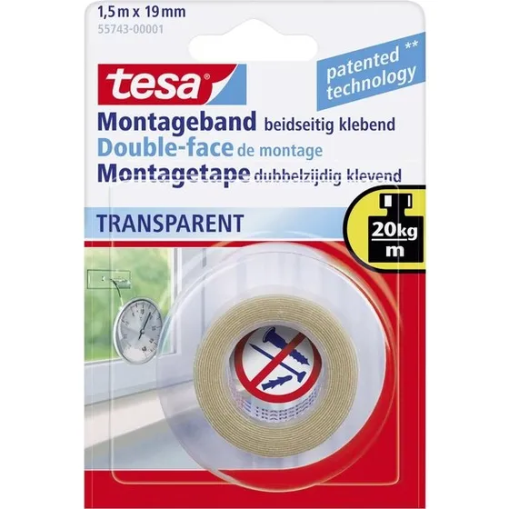 tesa Powerbond Transparent 1,5 m x 19 mm