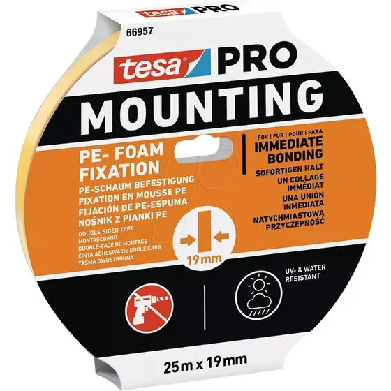 tesa PRO PE-Fixation Montageband 25 m x 19 mm