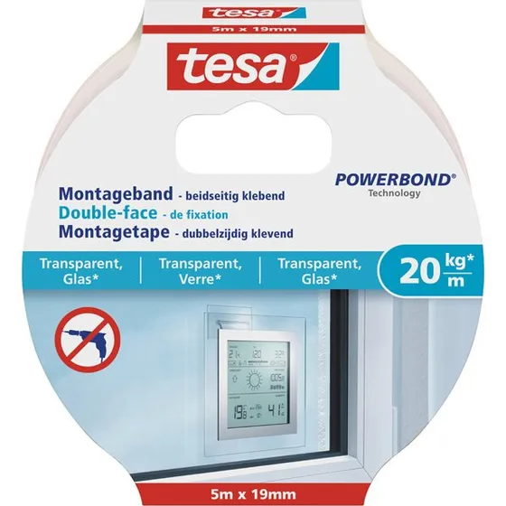 tesa Powerbond Montageband 5 m x 19 mm transparent