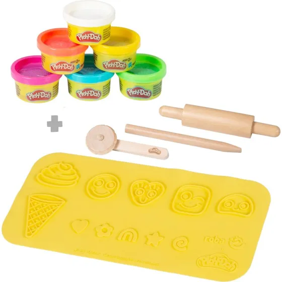 roba x Play-Doh Starterset 3D-Kreativmatte mit Holzwerkzeugen