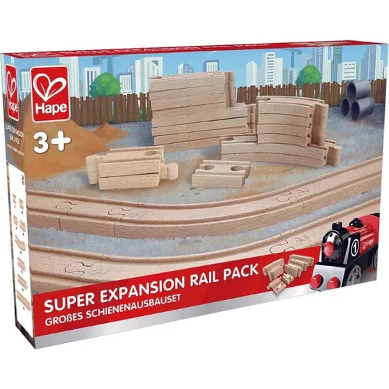 Hape Großes Schienenausbauset Braun Holz ab 3 Jahren