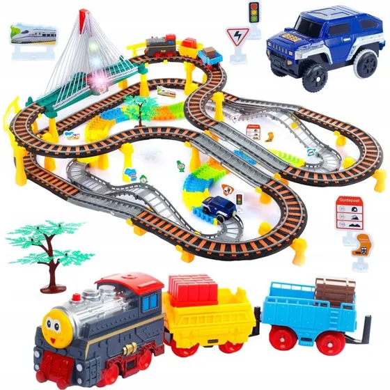 LEGO Technic Elektrische Eisenbahn mit Rennstrecke, 192 Teile, Licht & Sound, 700 cm