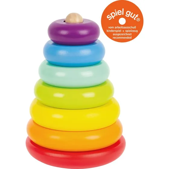 small foot Stapelturm Regenbogen – Holzspielzeug für kreatives Bauen