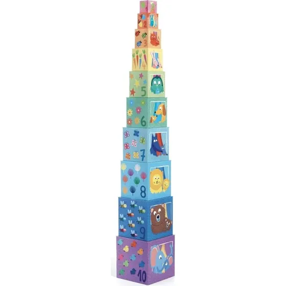 Djeco Stapelturm Regenbogen 10 Würfel