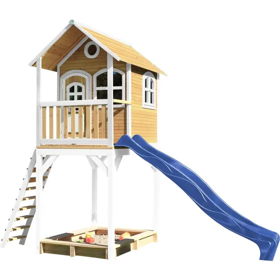 AXI Romy Stelzenhaus mit Sandkasten & 2,90 m Rutsche, Braun/Weiß