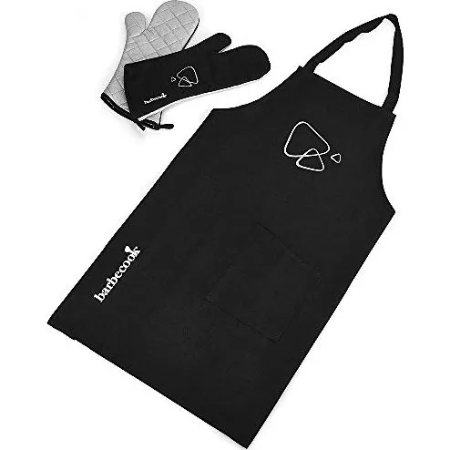 Barbecook Grillzubehör Set schwarz 40cm mit Schürze und langen Handschuhen