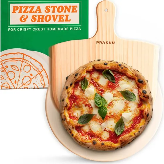 Praknu Pizzastein 30 cm mit Schieber Set