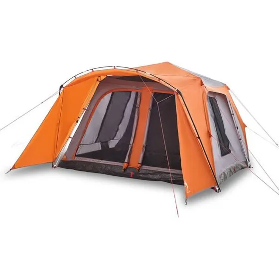 vidaXL Familienzelt 9 Personen mit Vorzelt Grau-Orange Quick Release