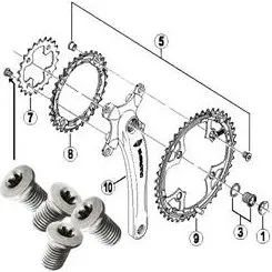 Shimano Kettenblattschrauben M8x8,5 mm für FC-M540 (4 Stück)