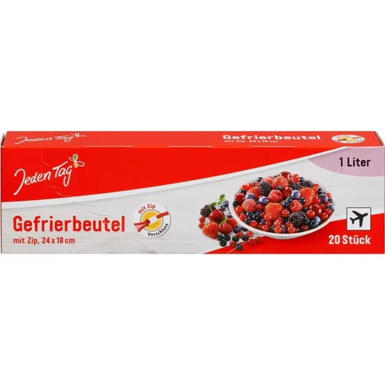 Jeden Tag Gefrierbeutel mit Zip 1L, 20 Stück