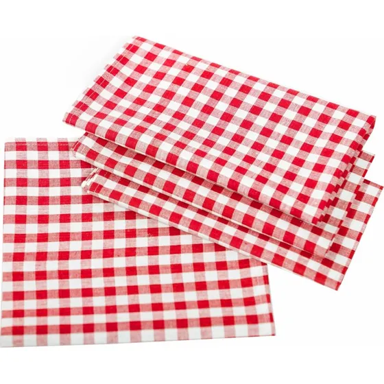 Landhaus Tischwäsche 5 mm Karo Baumwolle Rot-Weiß
