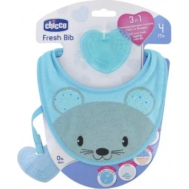 Chicco Fresh Lätzchen mit Beißring, hellblau, 4 Monate+
