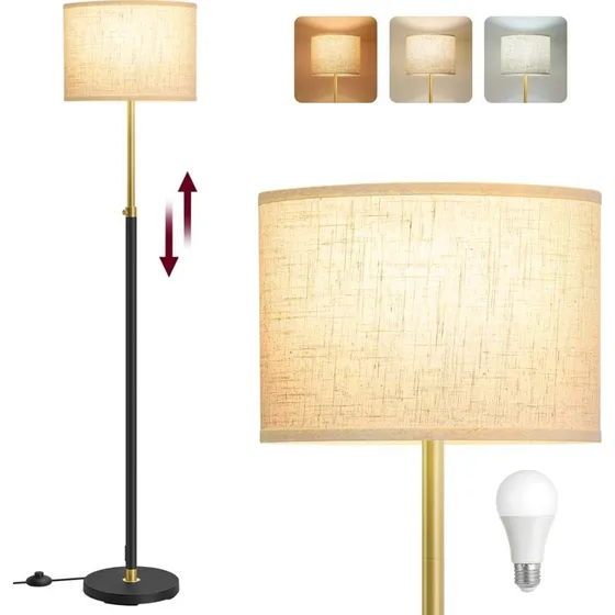 VASAGLE Höhenverstellbare Stehleuchte Gold-Schwarz 140-170 cm