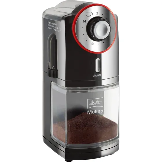 Melitta Molino Kaffeemühle 200 g, schwarz/rot