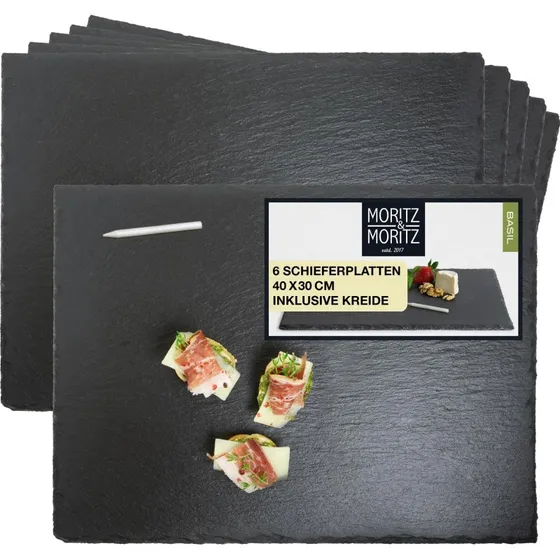 Moritz & Moritz Schieferset Basil 6x40x30 cm mit Kreidestift
