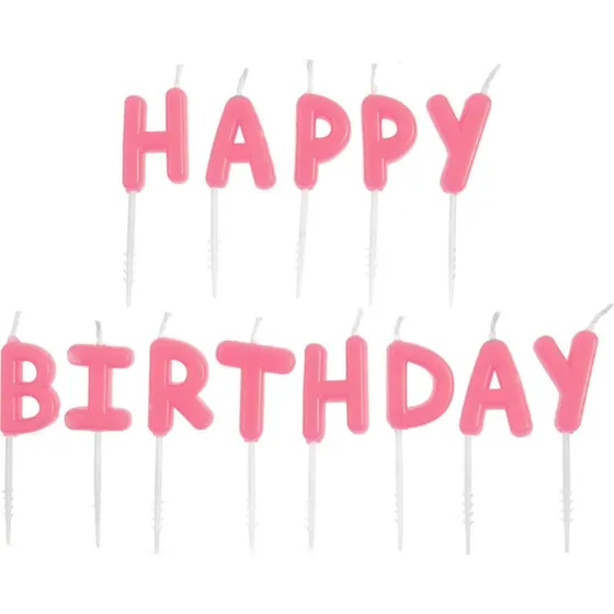 Rico Design 13 Kerzen Happy Birthday Neon Pink